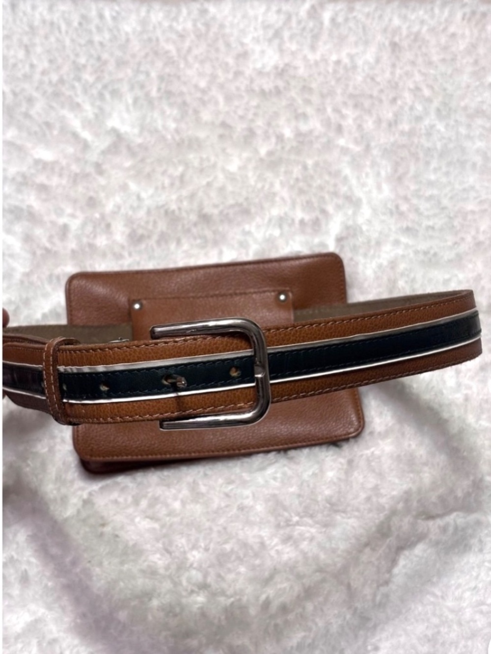 Rolland Garros Le Tanneur Leather Belt Bag Tan/Green - Picture 10 of 10